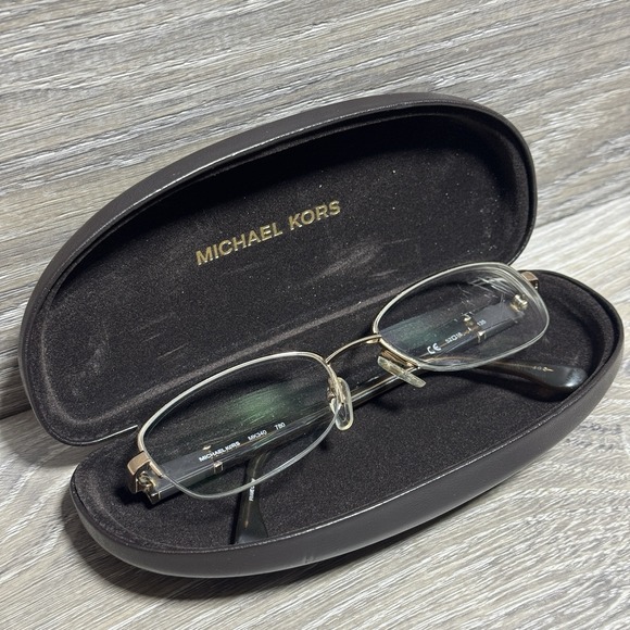 Michael Kors Other - Michael Kors MK340 Eyeglass Frames 52-18-135 Gold Brown Semi Rimless + Case